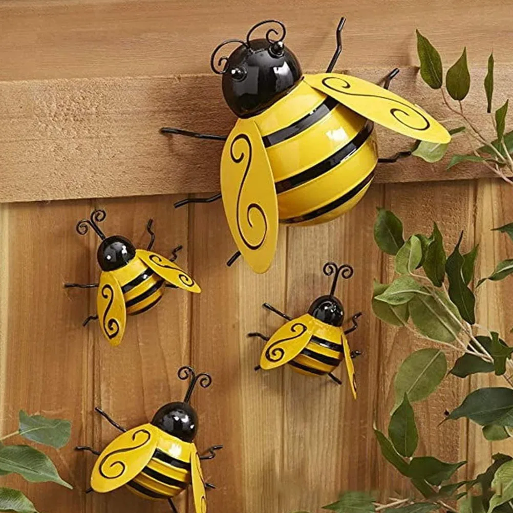 

Iron Bee Hanging Metal naments Shaped Garden Wall Decorations Fence Bee Wall Decor Decorative Art