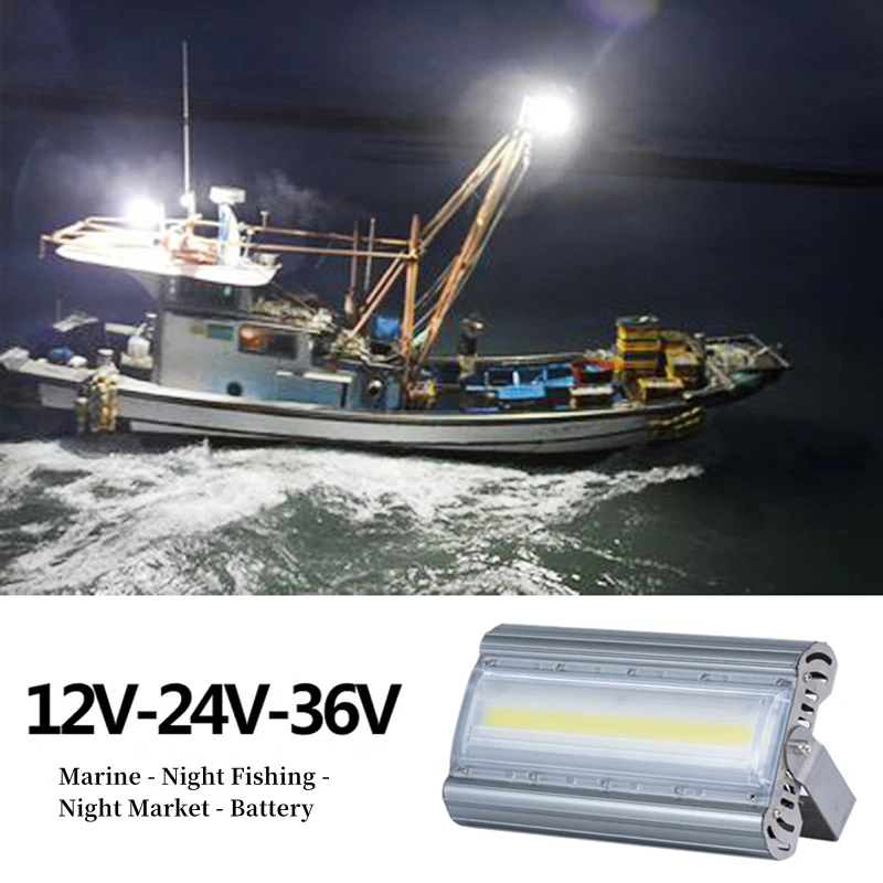 LED Low-voltage Flood Light Outdoor Waterproof Marine Lighting 12v24v36v DC Anti-jamming Fishing Boat Searchlight