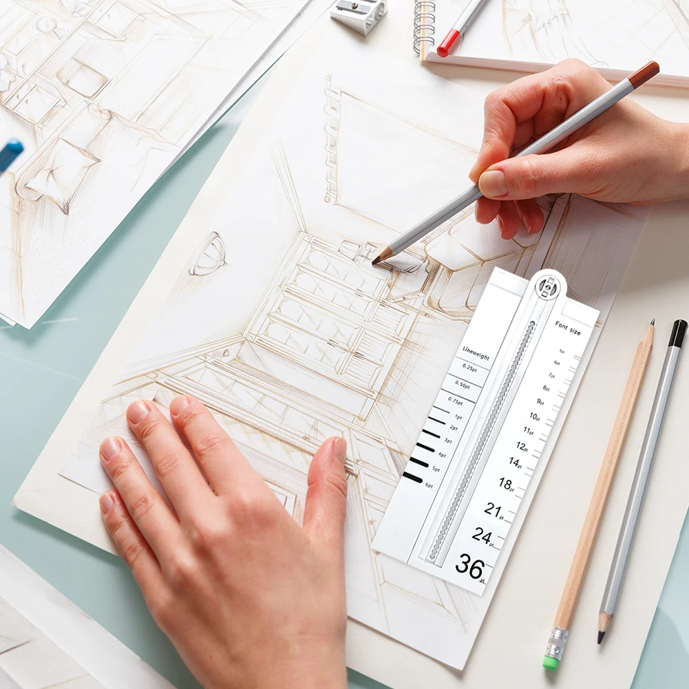 Multifunctional Geometric Ruler Geometric Drawing Template Measuring Tool for Office Architecture Supply