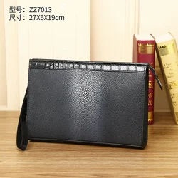 New genuine leather handbag with large capacity for men's toiletries, high-end pearl fish handbag, trendy brand handbag