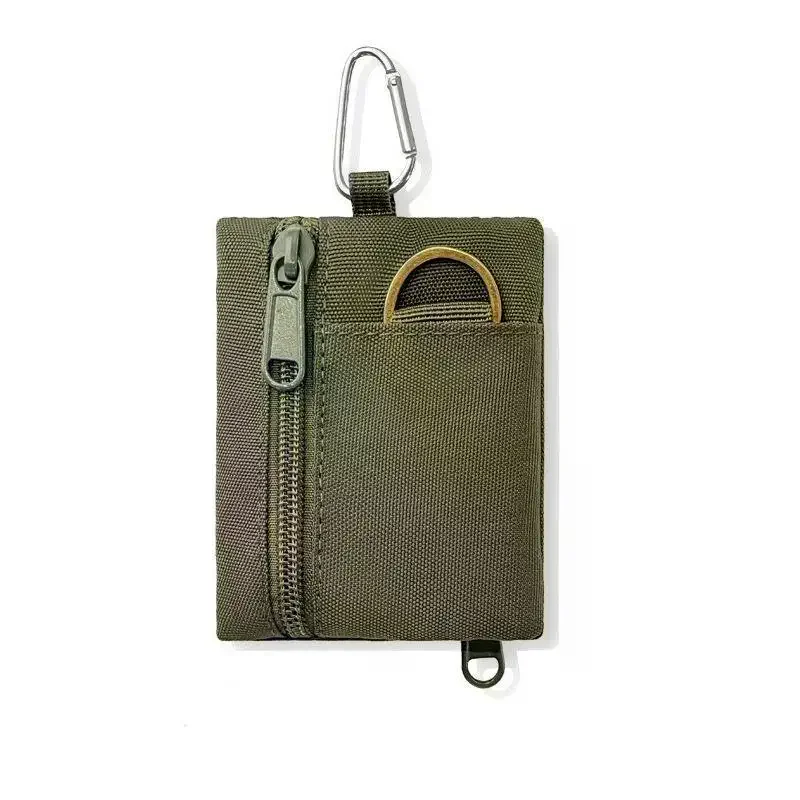 Lightweight Mini Oxford Pouch Waterproof Carabiner Zipper Design Key Coin Card Storage Bag for Travel