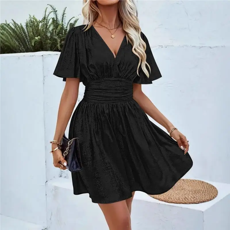 กระโปรงทรงเอผ้าพลีทสีเมทัลลิกแบบใหม่สำหรับฤดูร้อน รุ่น V-Ne Pleated Svel Dr สำหรับผู้หญิง