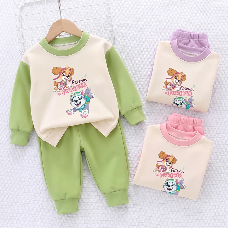 2026 New Cartoon Printed Girls Warm Comfy Soft Pijamas Sets Autumn and Winter Kids Casual Home Clothing Set Child Sleepwears