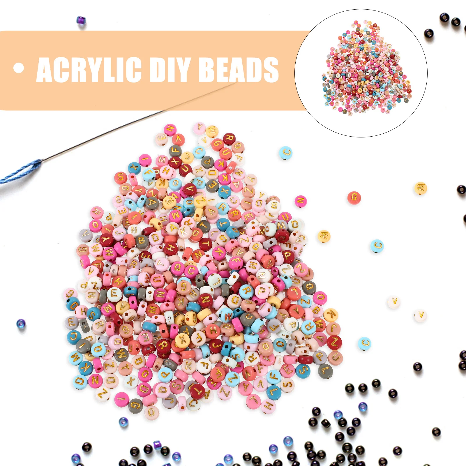 

1000pcs Acrylic Letter Colorful Diy Loose For Jewelry Making Craft Bracelet Supplies Alphabet Decorative Beads Portable