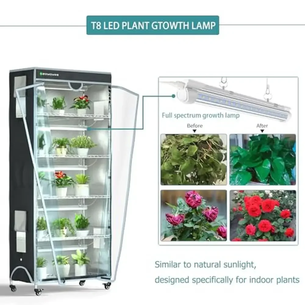 6-Tiered Plant Growth Stand with Enclosed Cover and LED Lights Seedling Propagation Kit