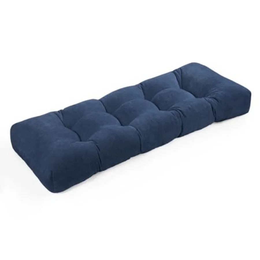 

Bench Cushion 45 Inch Non-Slip Tufted Bench Cushion for Indoor Furniture for Bay Window Entryway Bench Piano Seat Chenille-Blue