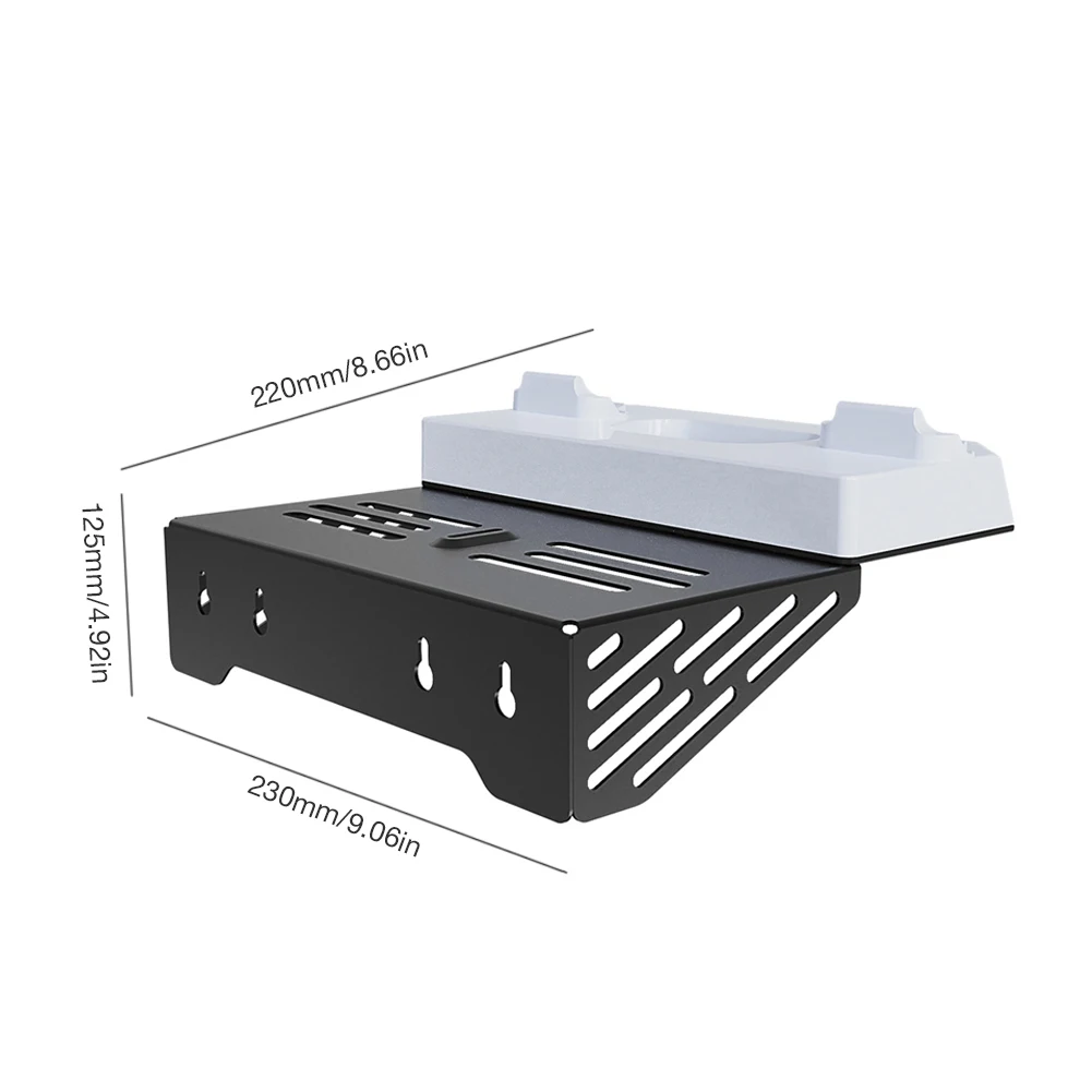 Shelf Floating Mount for PS5/PS5 Slim Disc & Digital Console with Dual Controller Charger RGB Light Wall Stand W/ Headset Holder