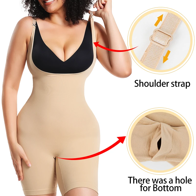 Womens Open Bust Body Shaper Plus Size Shapewear Tummy Control Butt Lifter Thighs Shaping Bodysuit