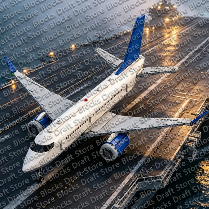 A220-100 Civil Airliner Model MOC Building Bricks War Equipment Modular Technology Assemble  Toys Suit Gifts Holiday QWERT
