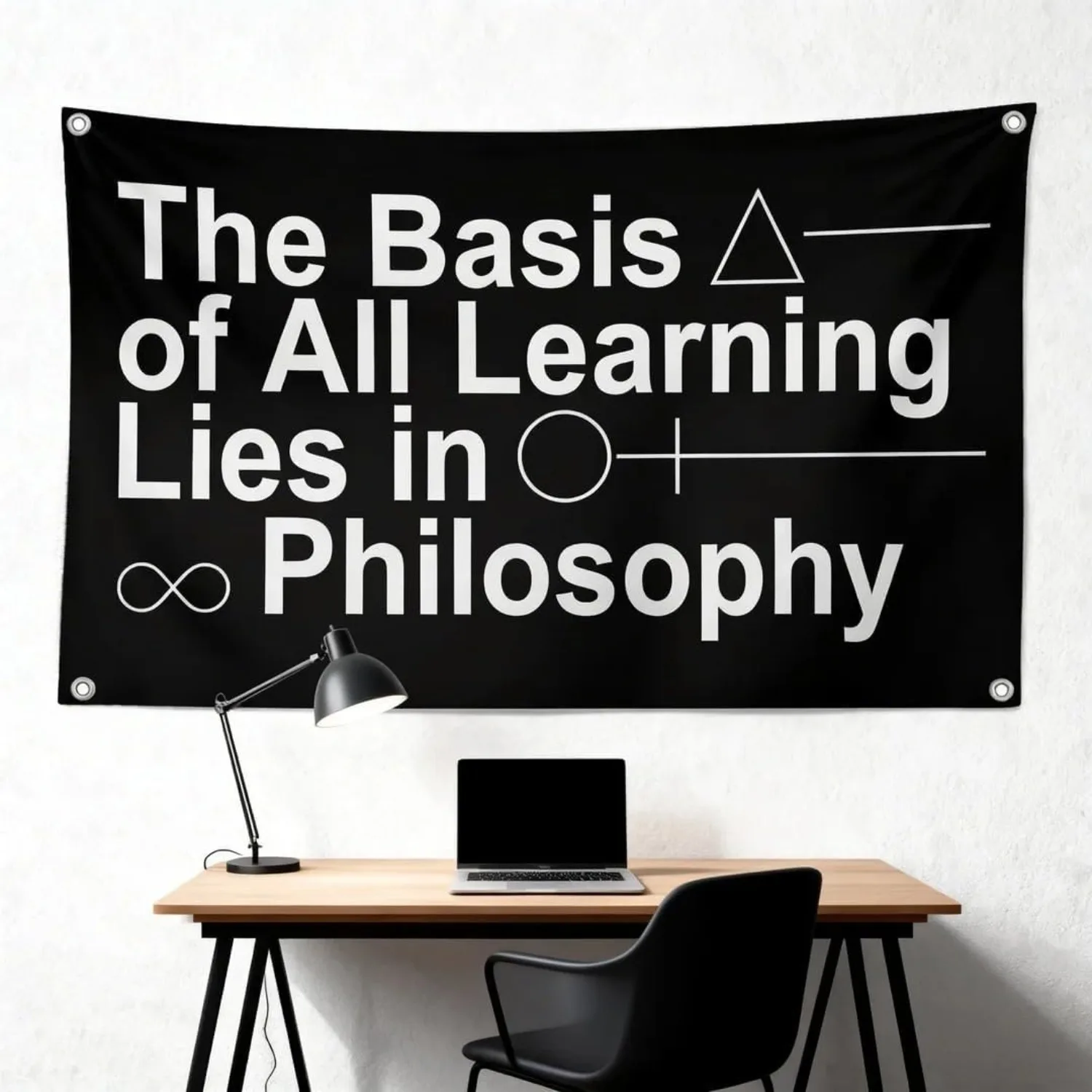 Philosophy Quote Tapestry The Basis of All Learning Lies in Philosophy Wall Hanging 100D Polyester Fabric