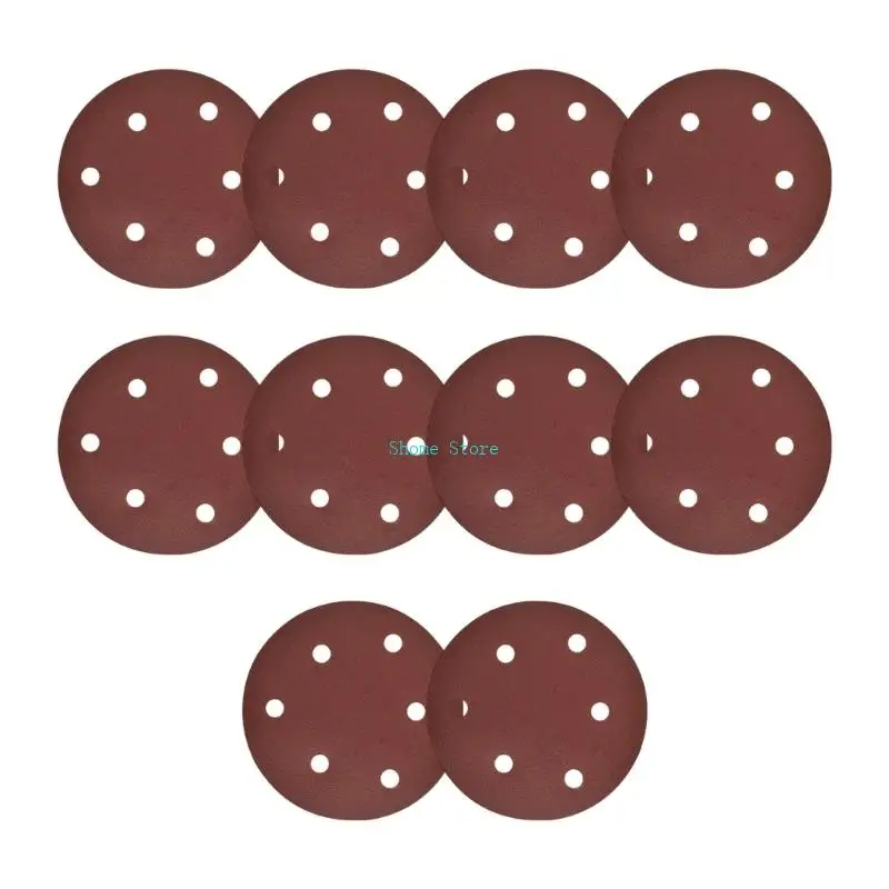 10Pieces 5Inch Adhesive Back Sandpaper Sanding Discs for Carpenters DIY Projects M68E