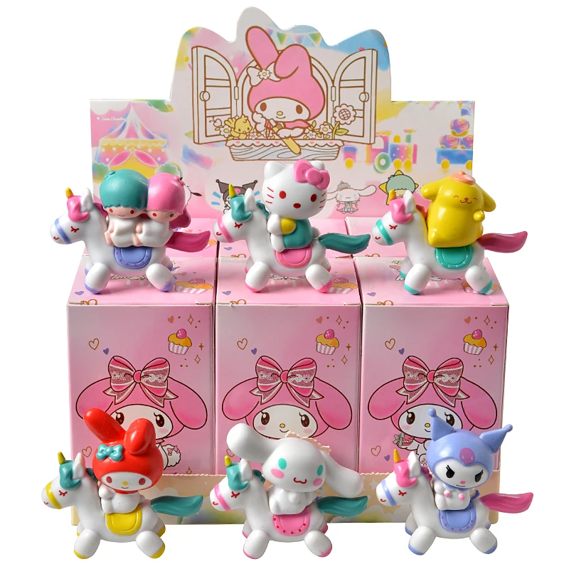 New In 6Pcs/Box Anime Sanrio Blind Box Hello Kitty Melody Cinnamoroll Cute Doll Ornament Collection Toys Children\'s Gifts