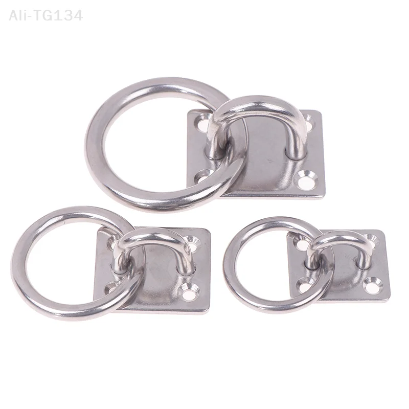 304 Stainless Steel Marine Eye Plate Hook with round Ring Lashing Tie down for Boat Yacht Square Hardware 5/6/8mm