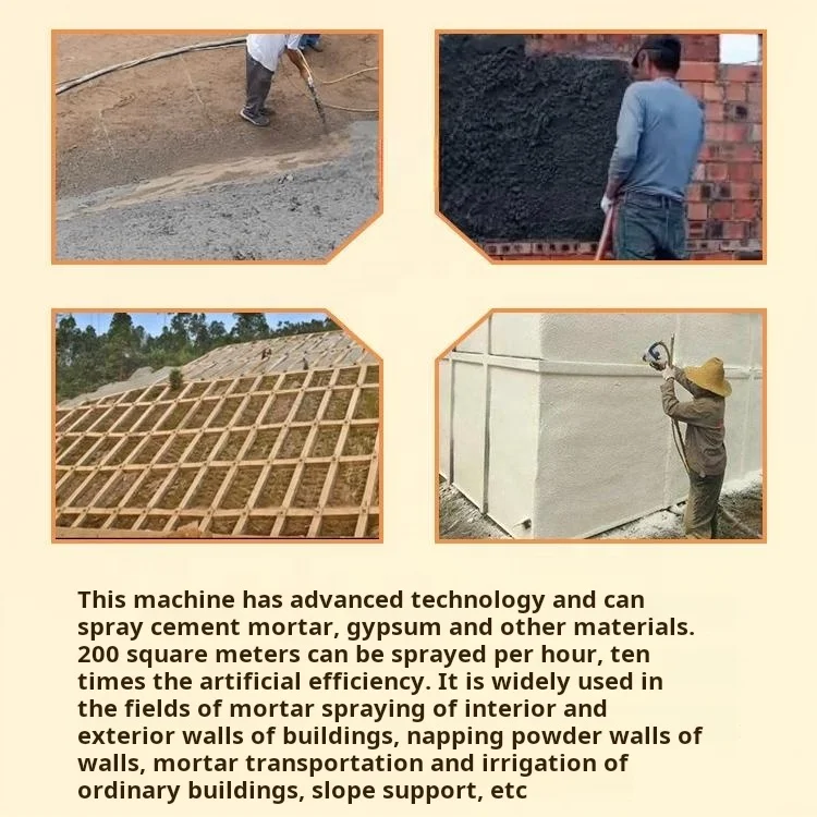 High-Power 12KW Motor Automatic Cement Mortar Spraying Machine 4m/H Output High Efficiency for air craft Fire Paint 100L Hopper