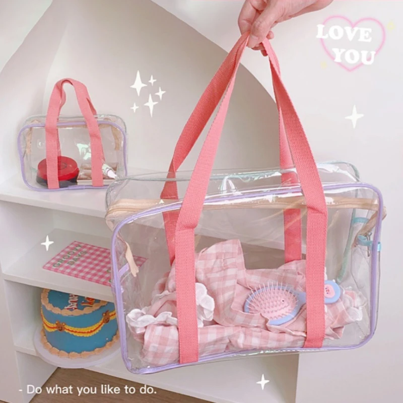 1/3/5PCS Large Capacity Transparent Storage Bag Beach Swimming Pvc Waterproof Wash Bag Zipper Travel Handbag Shoulder Bag