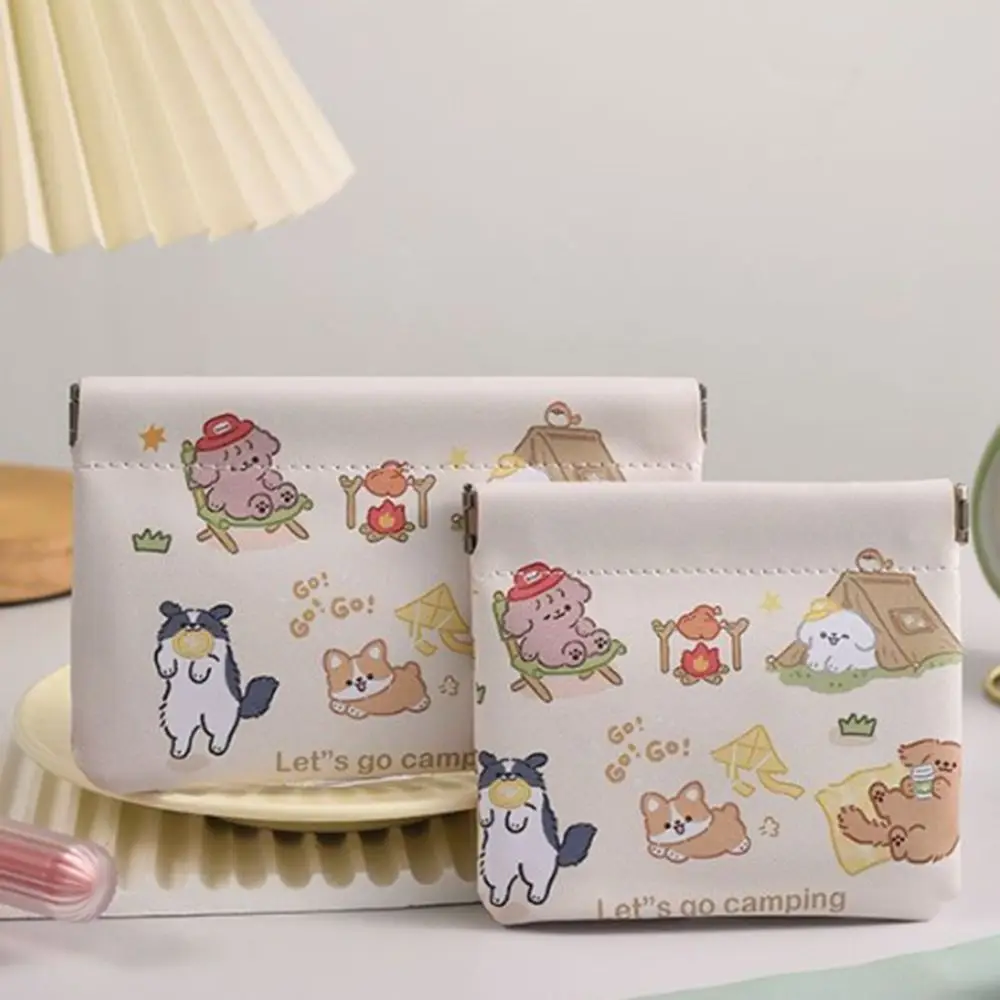 PU Lipstick Makeup Bag Waterproof Automatic Closing Mini Coin Purse Cartoon Data Cable Storage Bag Cosmetic Organizer Pouch