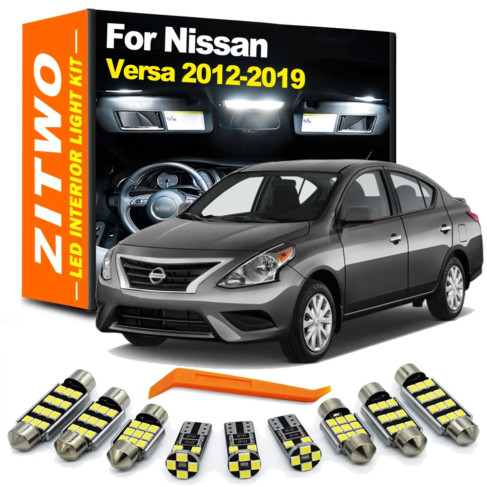 ZITWO 10Pcs Car Indoor Lamp For Nissan Versa 2012 2013 2014 2015 2016 2017 2018 2019 LED Bulb Interior Number Plate Light Kit