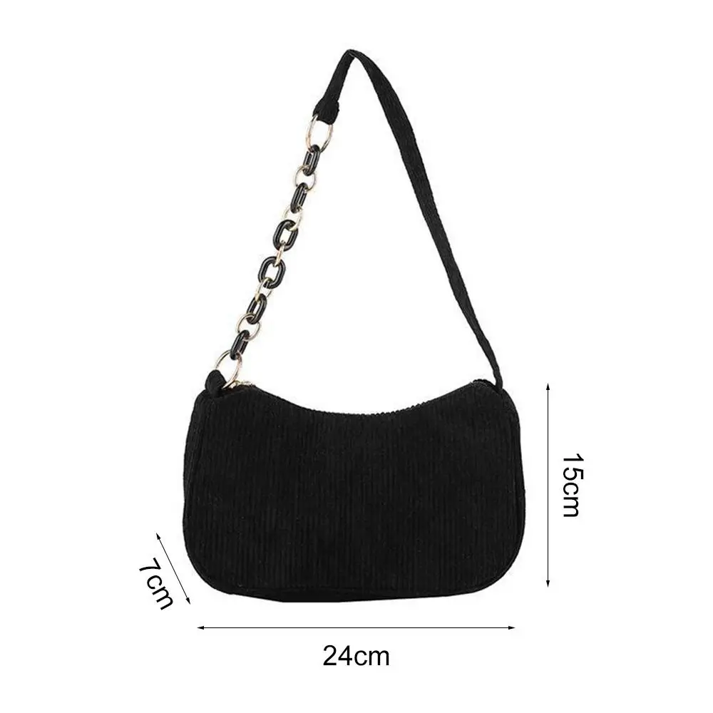 Moda w stylu Vintage torebki damskie sztruksowa torba pod pachami Casual damskie torby na ramię Crossbody Zipper torebka damska kopertówka