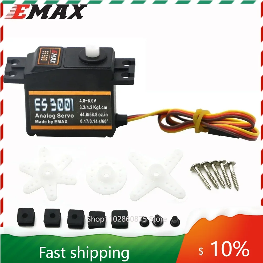 

1/4PCS Emax ES3001 ES3005 Analog Metal Waterproof Servo with Gears 43g servo 13KG torque for RC car boat airplane