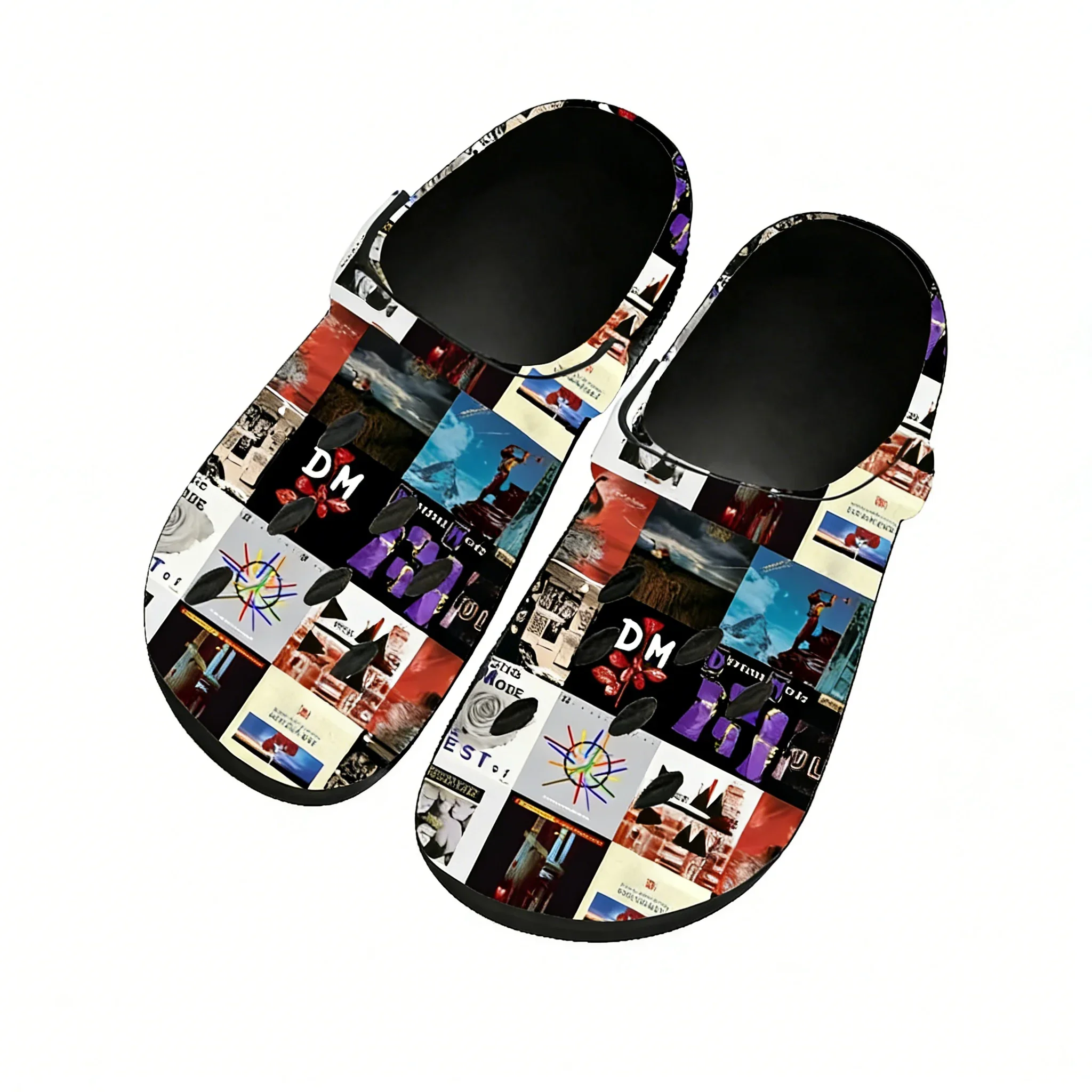 

Сандалии Depeche Mode для мужчин, женщин, подростков, мальчиков и девочек, водонепроницаемые, для дома и сада, сабо, на заказ, дышащие, с отверстиями, черные тапочки