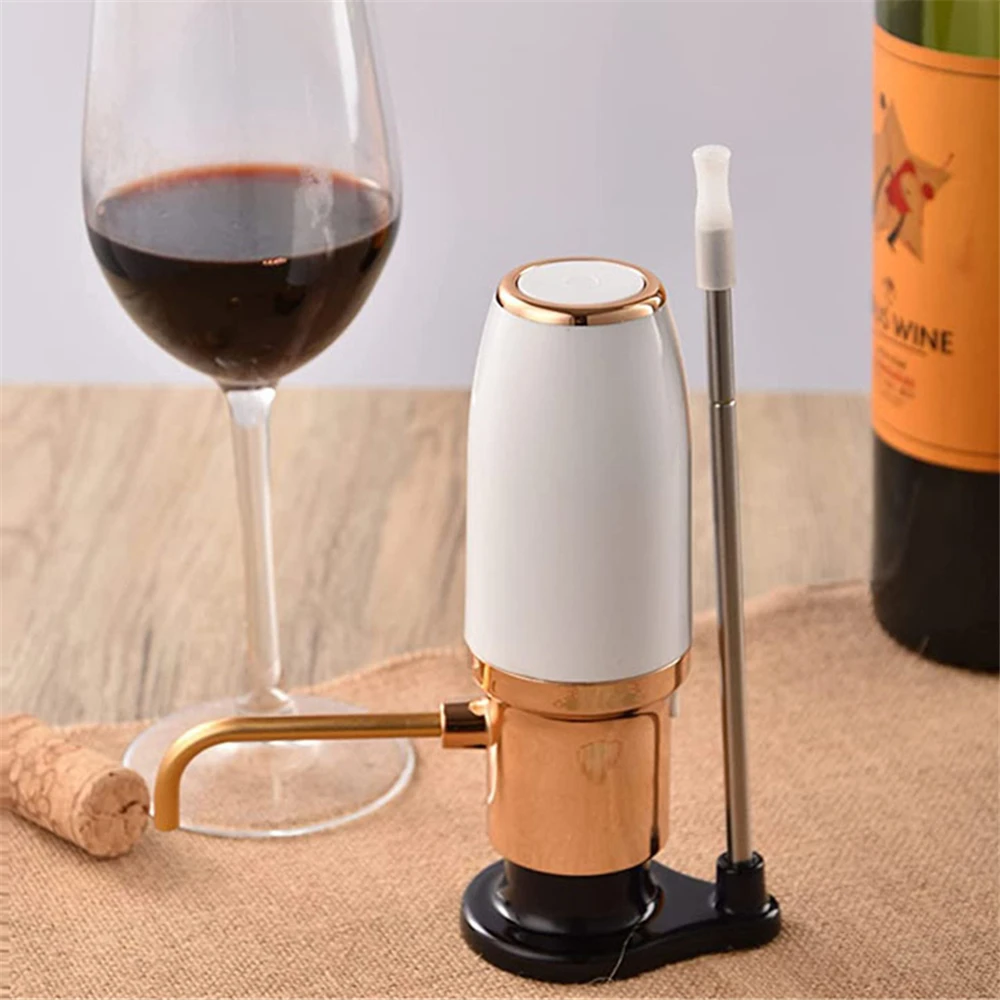 Electric Wine Decanter Dispenser With Base Quick Sobering Automatic Wine Decanter Golden Aerator Pourer For Bar Party Kitchen