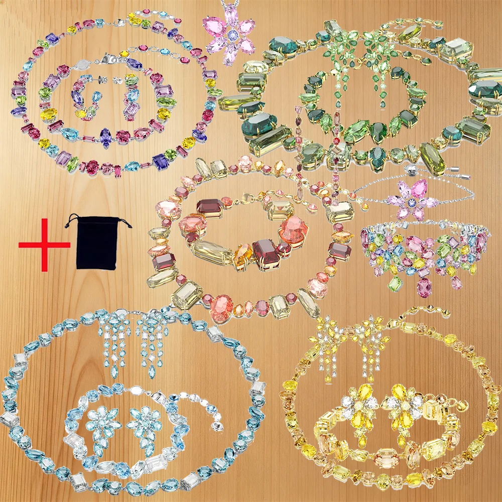 Великолепный комплект ювелирных изделий из драгоценных камней смешанной огранки — полная коллекция разных цветов, идеальный выбор подарка для любого духовка