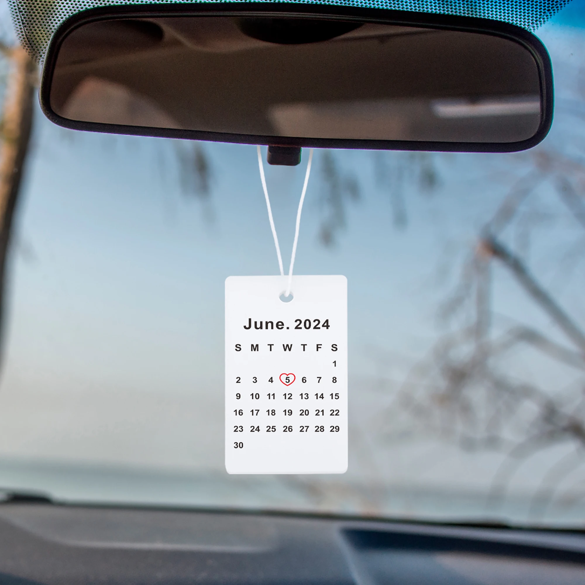 

Personalised Calendar Car Ornament with Photo Double Sided Custom Car Charm Gift for Husband Boyfriend Car Mirror Decoration