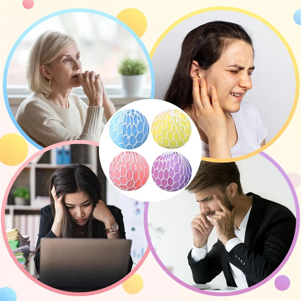 다채로운 메쉬 포도 스퀴즈 공 레인보우 Squishy 공 감각 스트레스 공 스트레스 릴리프를위한 Fidget 장난감 사무실 생일 선물