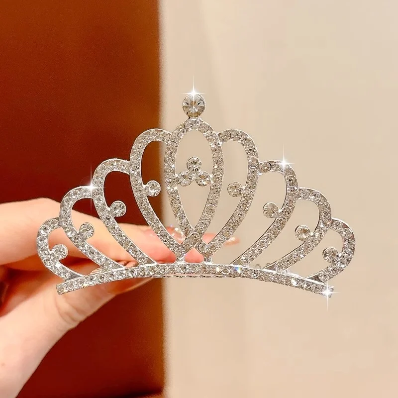 

Crystal Crown Headdress Children Birthday Gift The Princess Performance Comb Hair Accessories Hairpin Wedding Party Bridal
