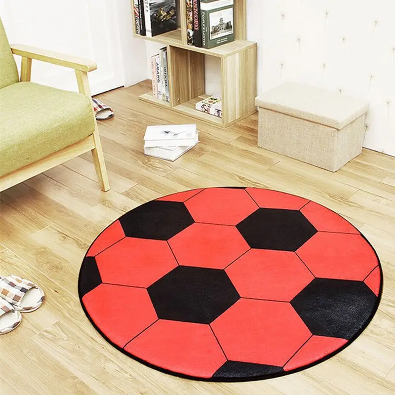 1pc Creative Digital Printing Football Door Mat Household Non-slip Round Floor Mat Living Room Coffee Table Bedroom Carpet