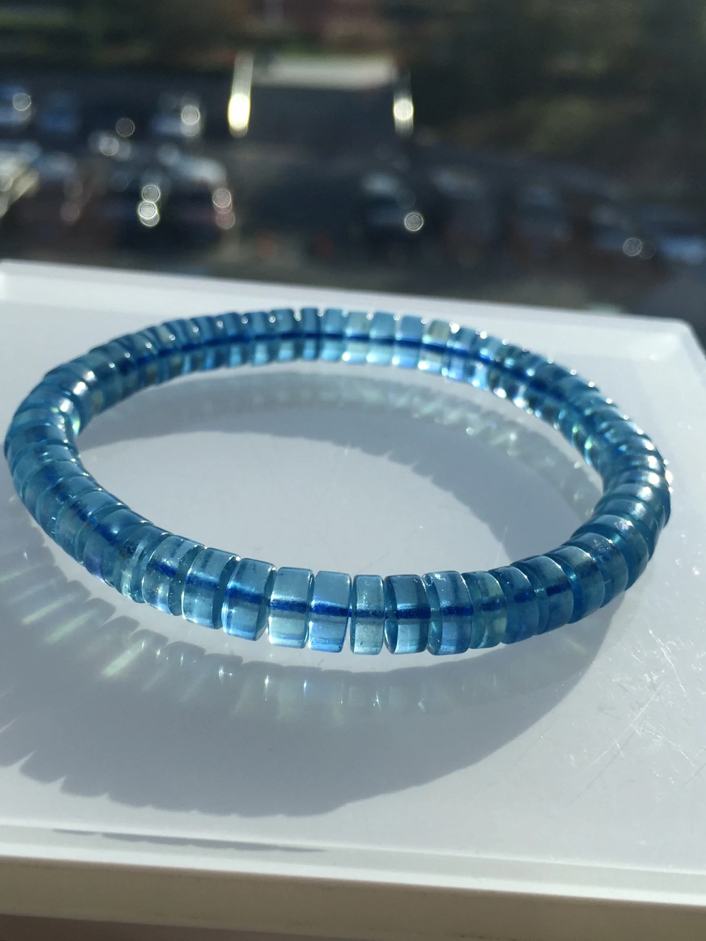 

Genuine Natural Blue Aquamarine Clear Abacus Beads Bracelet Women Men Brazil 7mm Stretch Blue Aquamarine Jewelry AAAAA