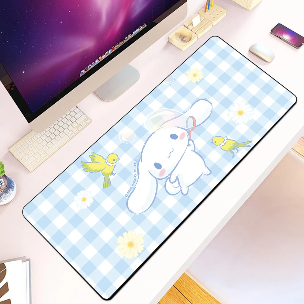 Sanrios Cinnamoroll Mousepad HD-Druck Computer Gamer Locking Edge Rutschfestes Mauspad XXL90x40cm Tastatur PC Schreibtischunterlage