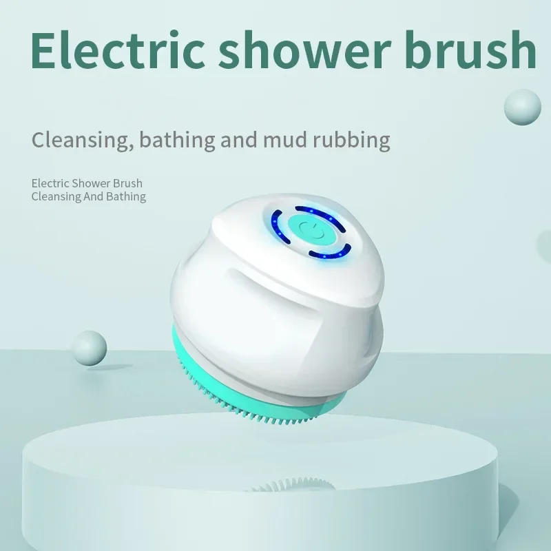 Auto Rotating Electric Waterproof Massage Shower Brush Multi-function Silicone Massage Bath Brush with 5 Large Brush Heads