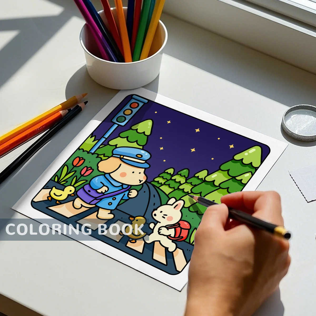 COZY CUTIES Livro para colorir com padrões fofos e fáceis para adultos Livro de desenho fofo Presente perfeito para festa e aniversário