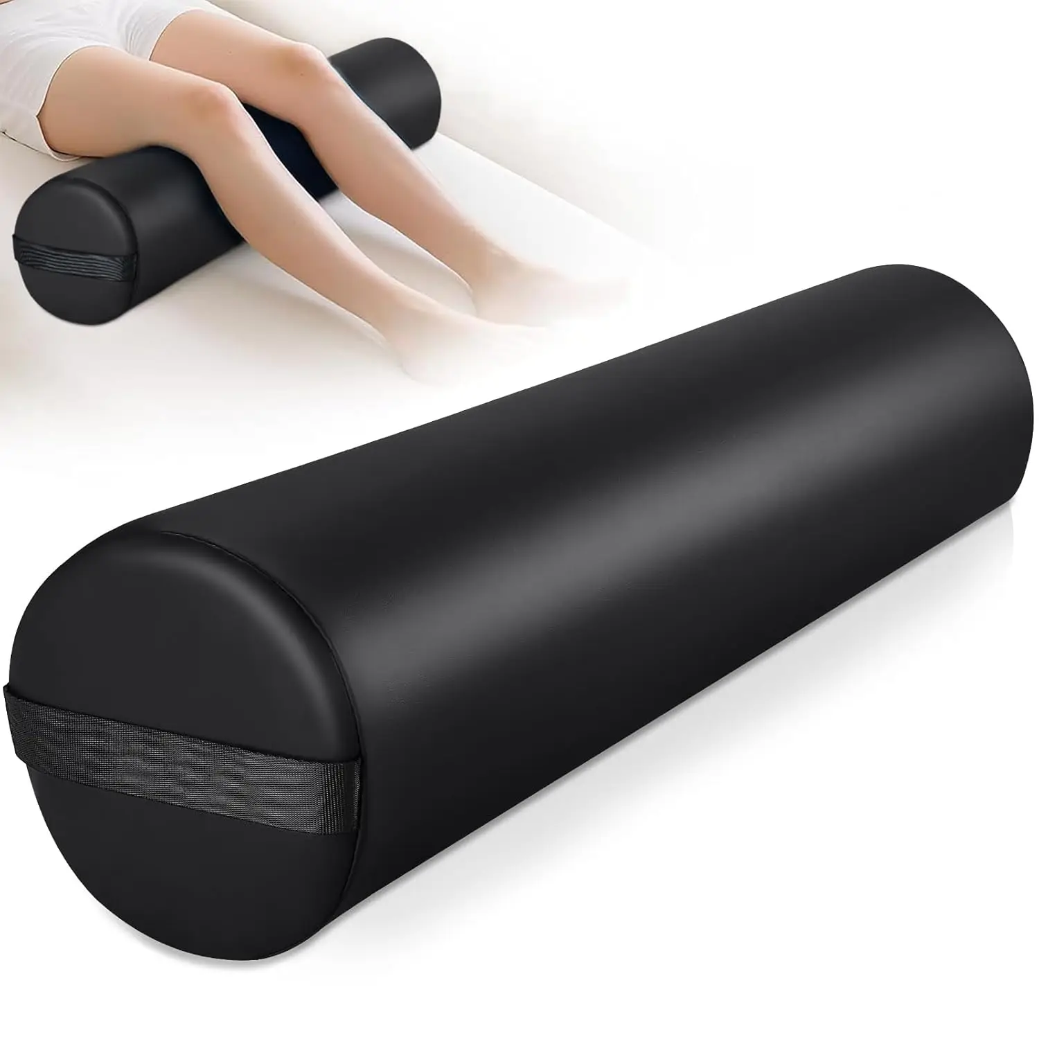 

Полная круглая подушка для ног, подушка для массажного стола из искусственной кожи размером 26x6 дюймов с ручкой-ремешком, облегчение боли для йоги и спа-салона