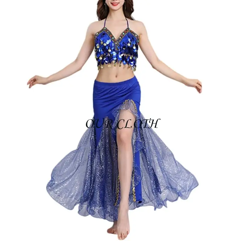 Odzież do tańca brzucha premium Bezpieczna, błyszcząca aplikacja Strój do tańca z elastycznego materiału zapewniający energiczne