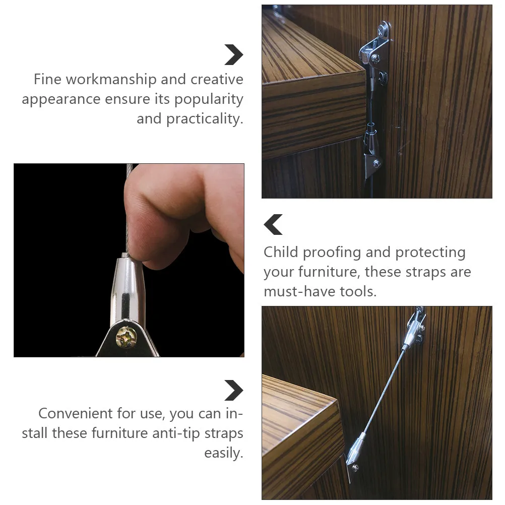 

2Sets Furniture Anchors Strong Wall Straps Child Proofing Home Safety Kit for Dressers Nightstands Stands Earthquake