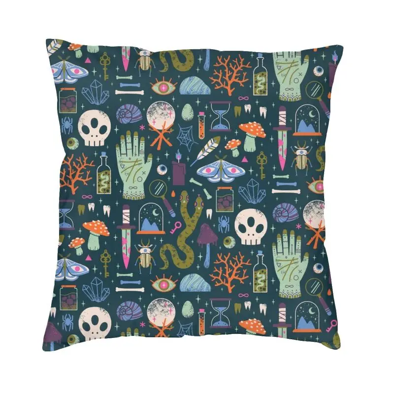 Curiosities Halloween Witch Pattern Cushion Covers Sofa Home Decorative Witchy Occult Magic Square Throw Pillow Case 40x40
