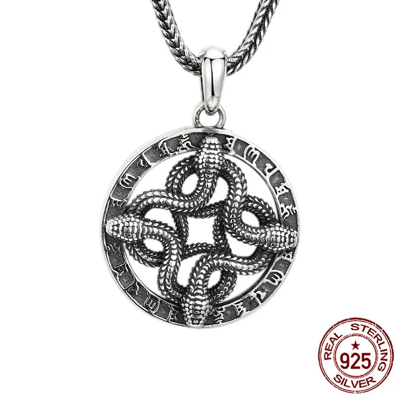 

925 sterling silver pendant with Chinese style year of the snake Zodiac Snake Pendant retro vintage vintage fashion accessory