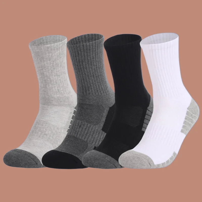 

3 Pairs Thick Socks Breathable Cotton Cushion Crew Outdoor Sports Hiking Trekking Socks Work Men High Quality New Men Boot Socks