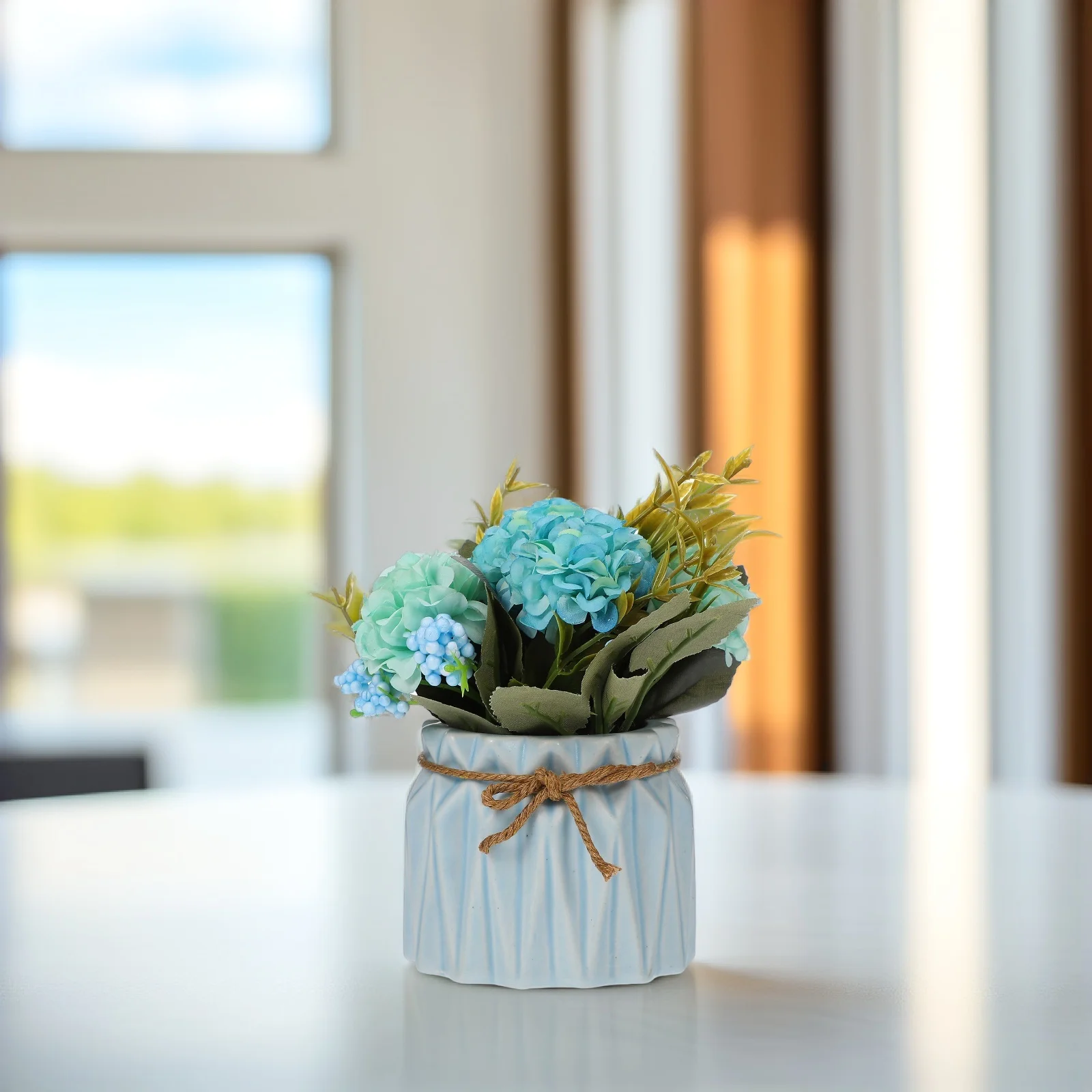 

Simulated Hydrangea Pot Plant Artificial Potted Flowers Stylish Desktop Decoration Creative Gift Home Office Faux Bonsai Always