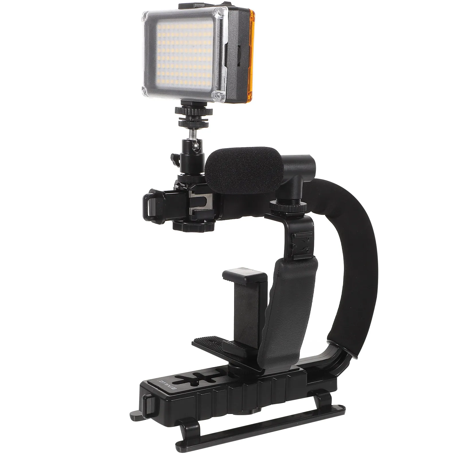 

C-Shaped Stand Kit U-Shape Portable Handheld Dv Stabilizer Led Light Video Microphone For Camera Phone Photography Black