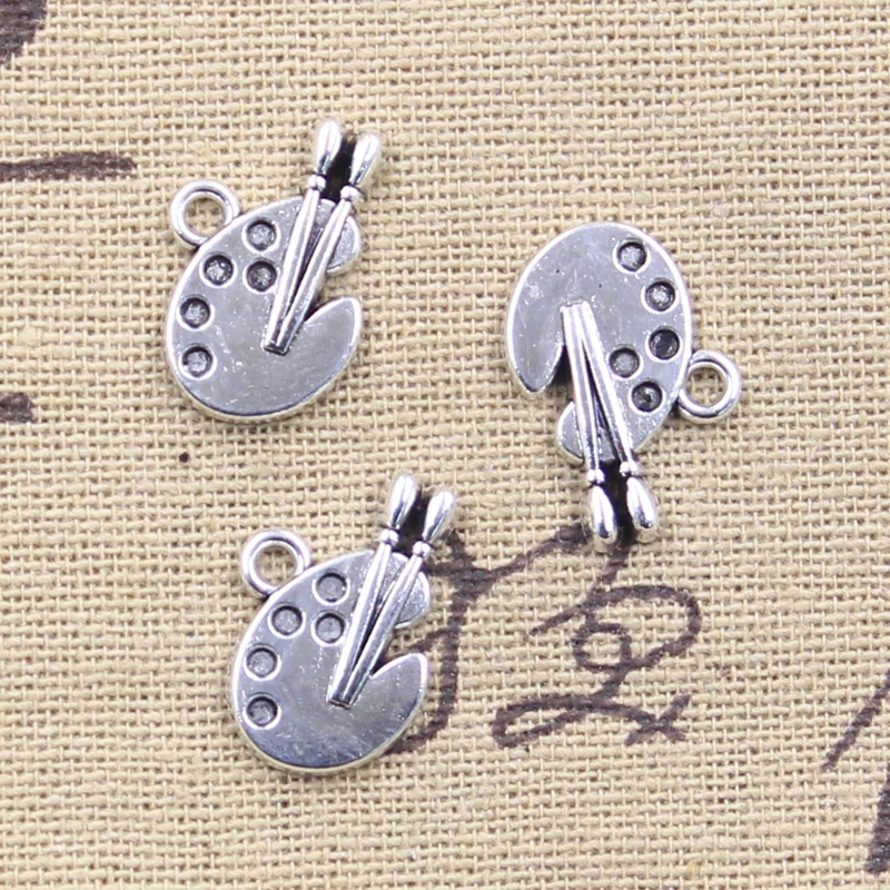 20pcs Charms Watercolor Drawing Plate 19x14mm Antique Silver Color Pendants DIYMaking Findings Handmade Tibetan Jewelry