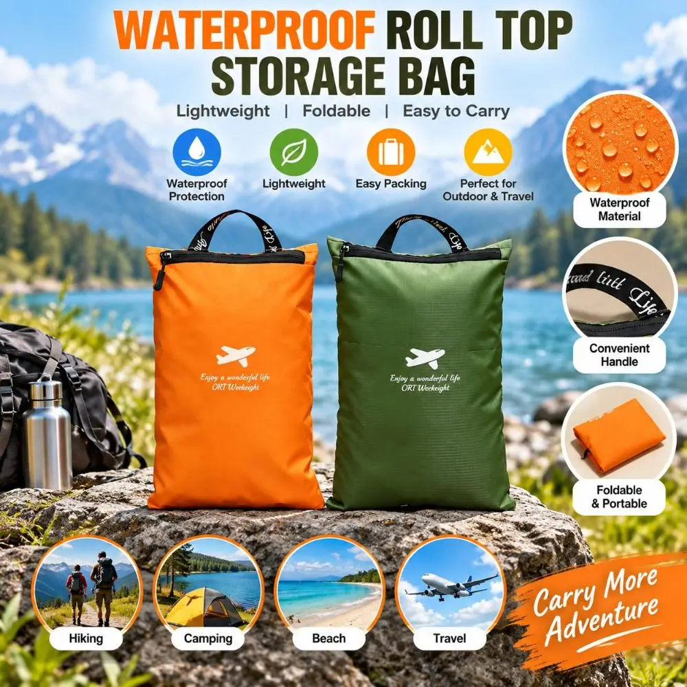 Foldable Waterproof Storage Bag Roll Top Lightweight Roll Top Dry Bag Waterproof Collapsible Packing Organizer