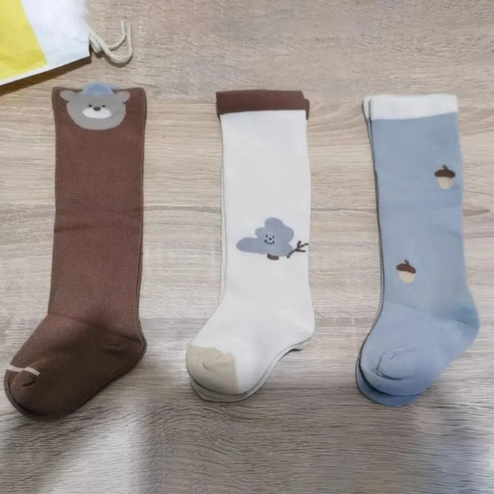

3 пары теплых носков с клубникой и теленком, детские хлопковые гольфы с цветочным рисунком и рисунком животных, милые хлопковые чулки для малышей для девочек