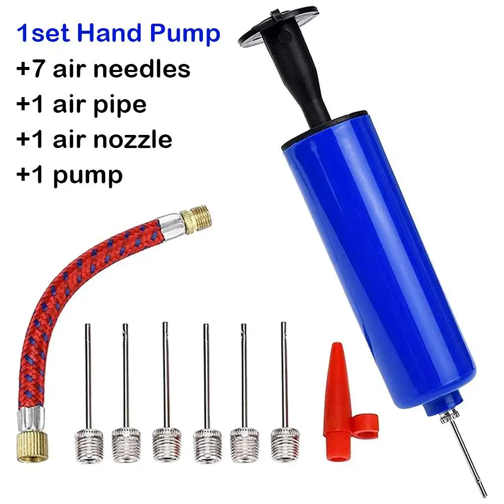 Ball Pump Set Hose Volleyball Football Basketball With Needle Hand Air Pump Balloon Ball Inflator Portable