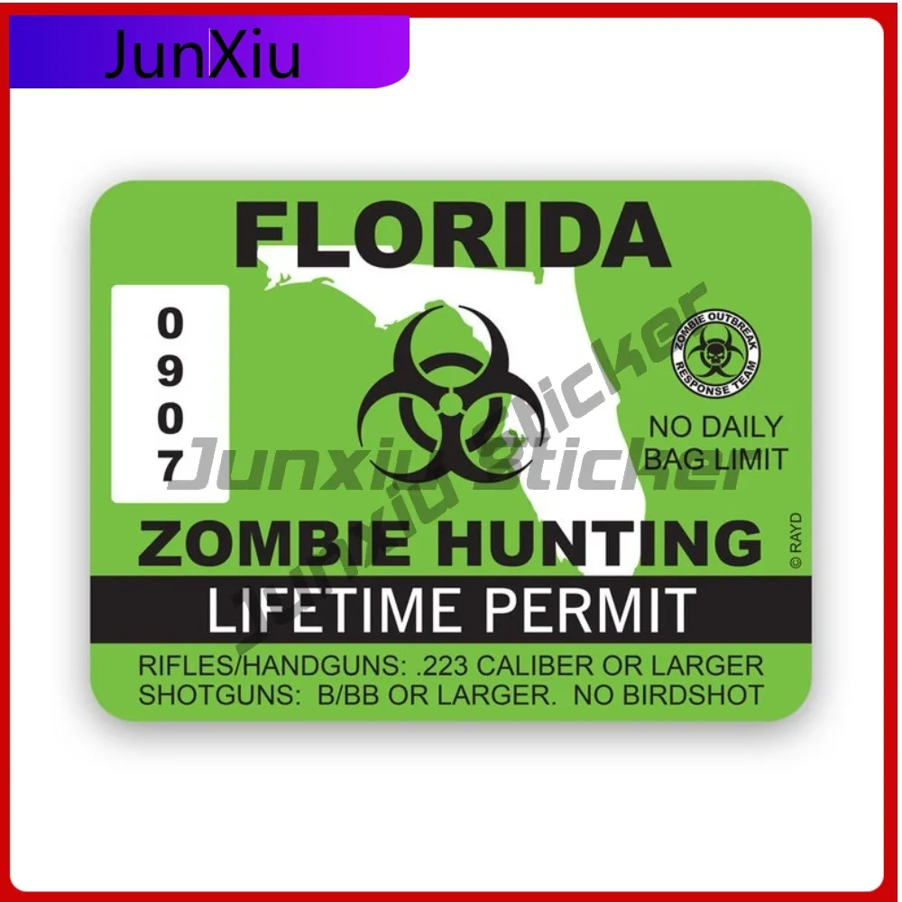 

Florida Zombie Hunting Permit Sticker Creative Decals Undead Corporeal Revenant Zombies Hunter Fl Anime Style Laptop Use Wate