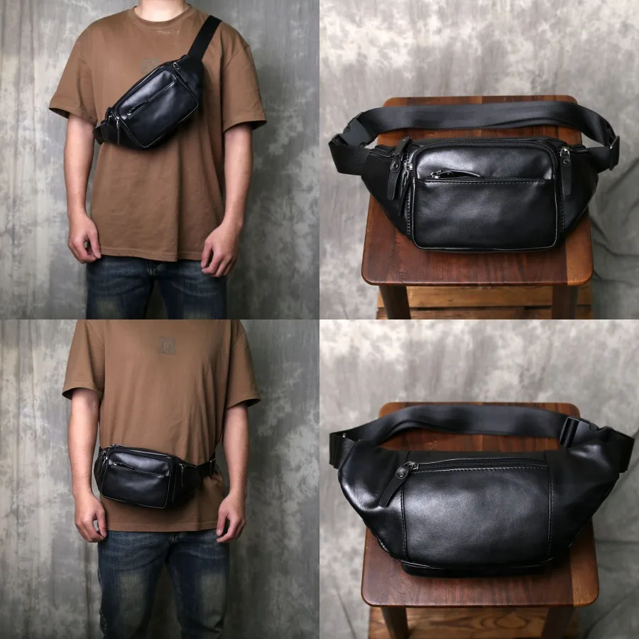 

【New style】Strictly selected new leather men's waist bag top layer cowhide multifunctional business men's chest bag sports runn