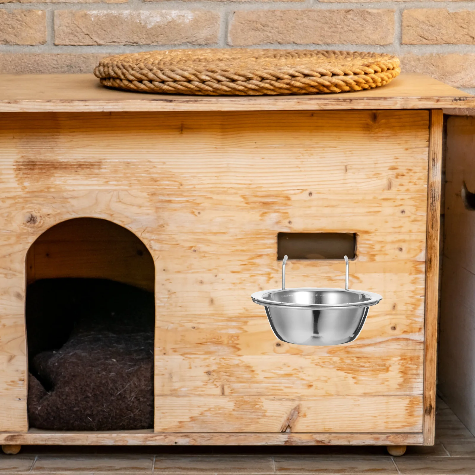 

2Sets Rustproof Stainless Steel Hanging Bowls Durable Cage Food Water Dish Pet Feeder Easy Install Pet Food Container