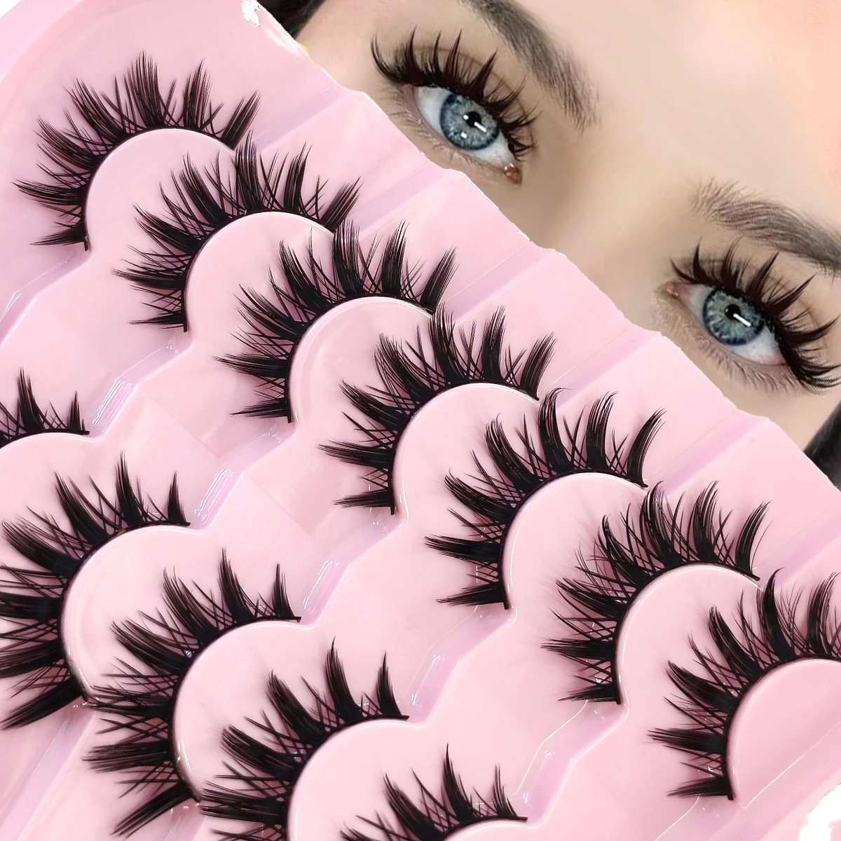 HBZGTLAD cils oeil de chat aspect naturel renard Faux cils magnifiques vaporeux et légers Faux cils de vison pour le maquillage des yeux de poupée